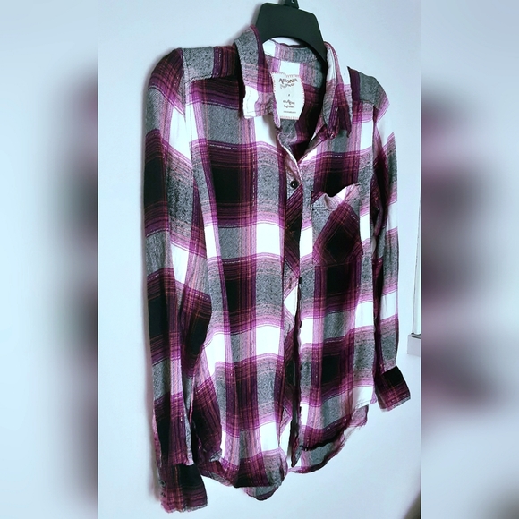 Arizona Jean Plaid Shirt Gold threads Amazing Boyfriend Fit - Picture 6 of 6